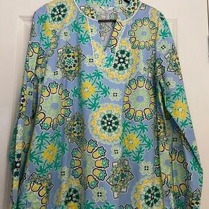 Crown & Ivy Blue Floral Blouse